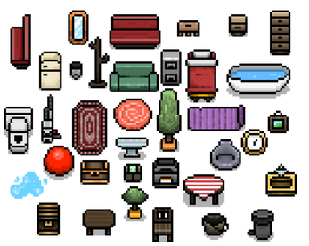 Interior Assets RPG - Top Down Pixel art Asset pack [16x16] by JellyBeam