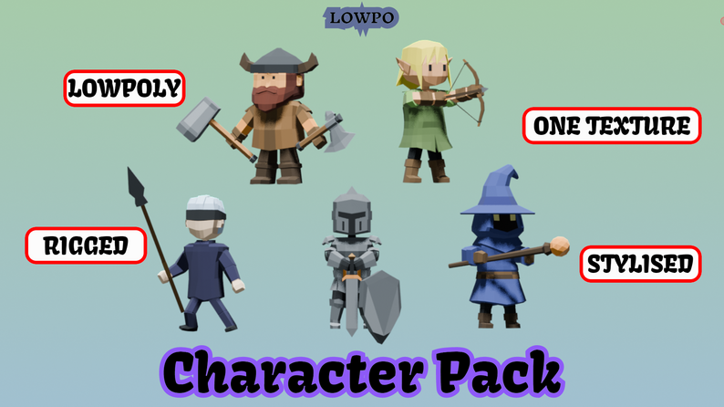 LOWPO : Fantasy Heroes – Low Poly 3D Character Pack by Standout 7