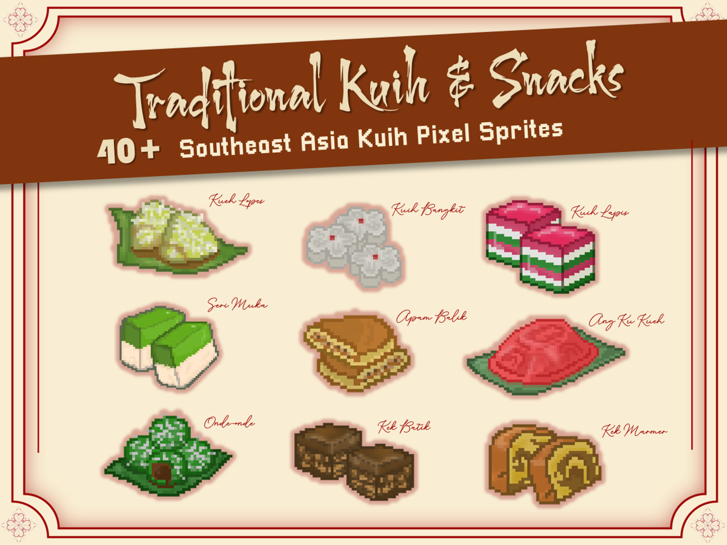Sprite Snacks 40+ Asian Traditional Kuih & Snacks Pixel Sprites by Botfly