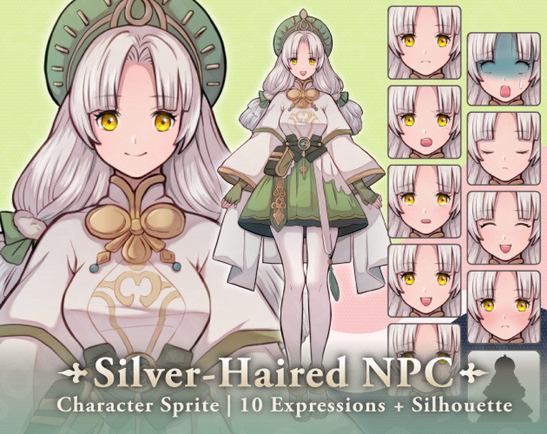 [Fantasy Character Sprite] Gentle Silver-Haired Woman – Shopkeeper or ...