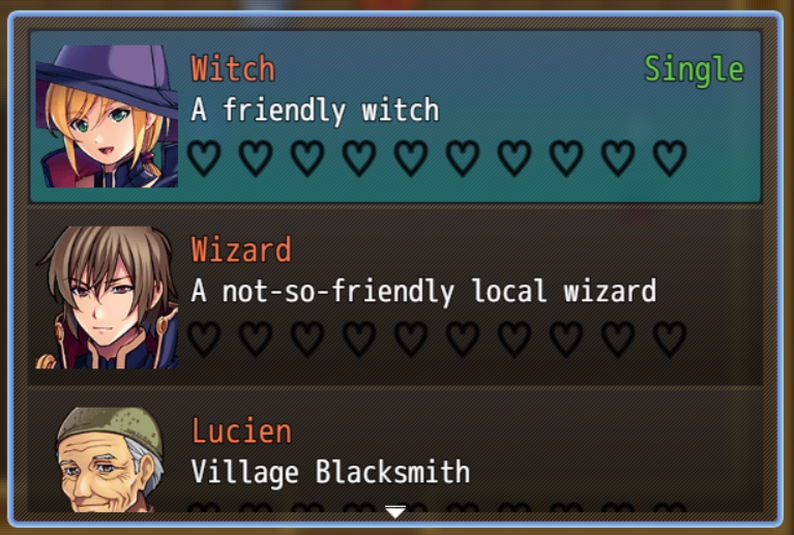 Simple Relationships Window for RPG Maker MZ by BitQuest Studio