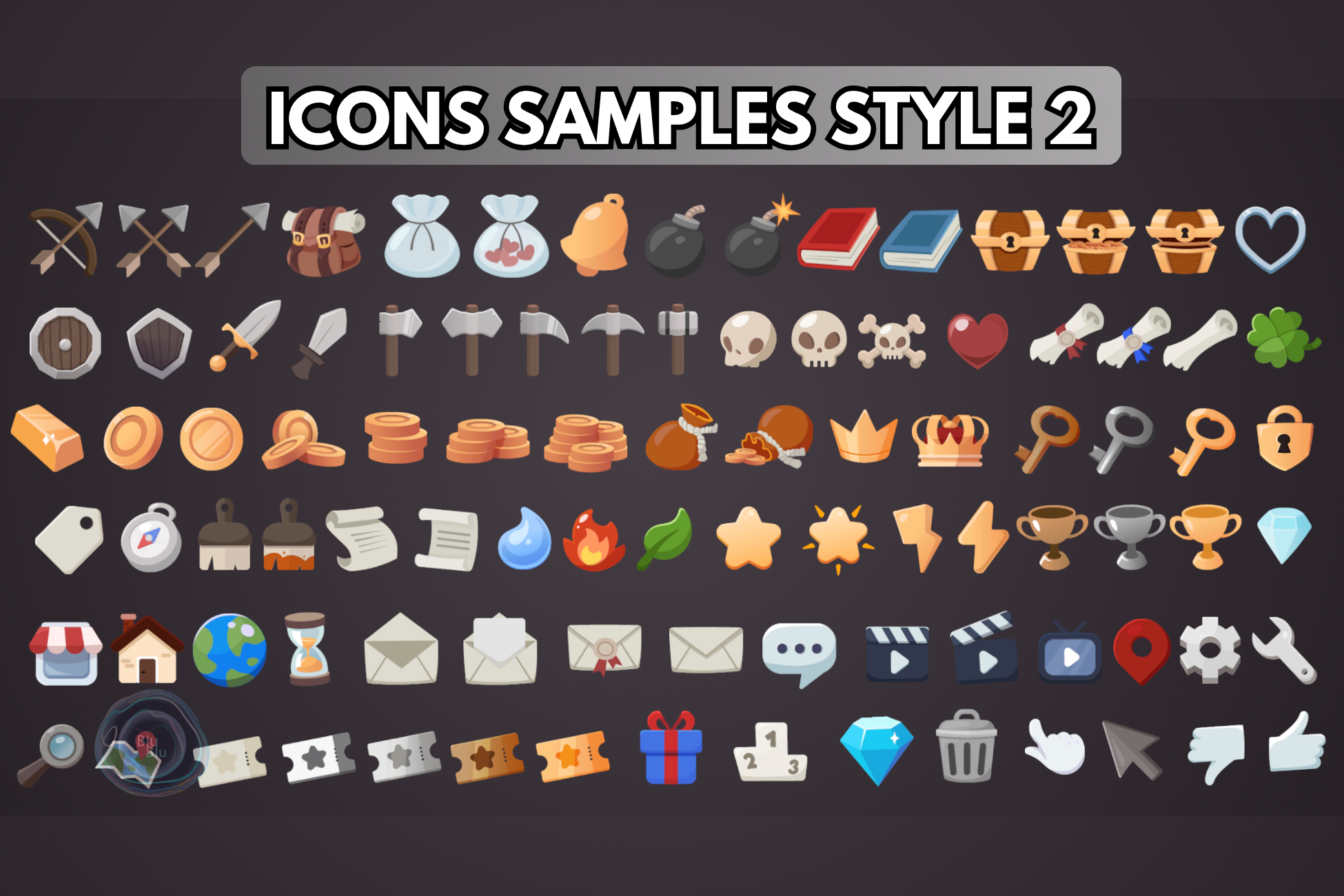 Fantasy Icons Pack 200+ by BluBlu Games