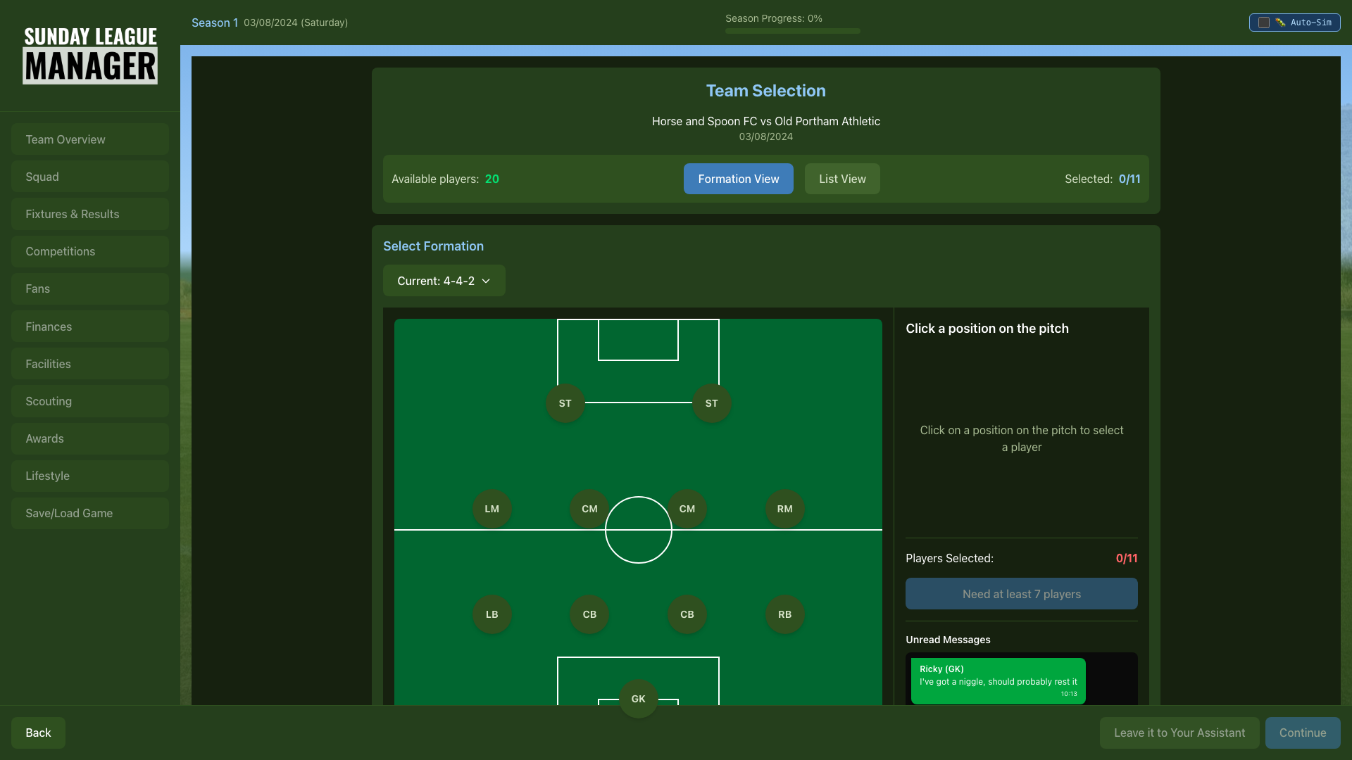 Screenshot 7 for Sunday League Manager: Horse & Spoon Demo