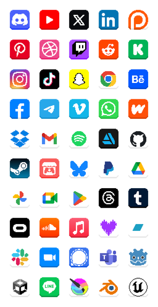 Pixel Social Media Icons by SofuAssets