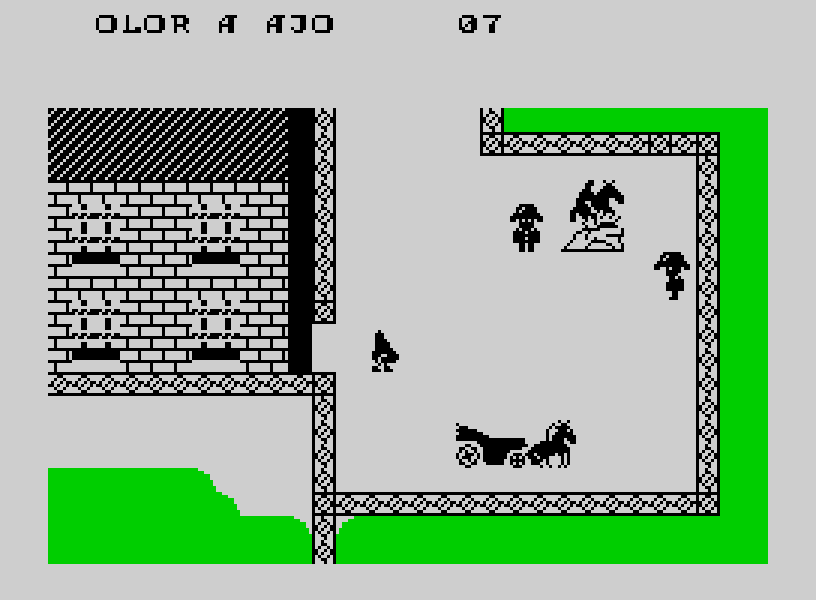 Escenario diverso en La Nariz Fugitiva Captura de pantalla de La Nariz Fugitiva en ZX Spectrum - Otro escenario del juego