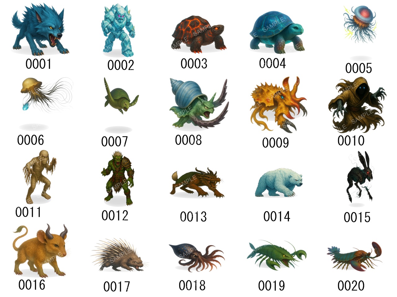 All 113 enemies preview numbered