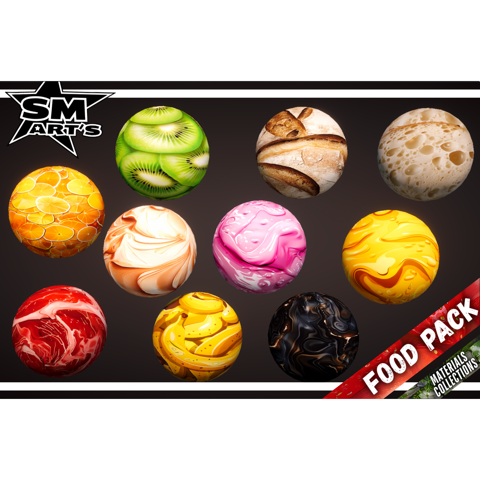 Foods Texture Pack – 50 High-Quality Stylized Materials by SM ART'S