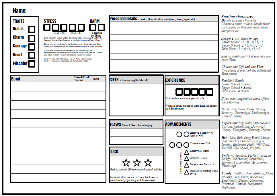 Screenshot 2 for Blaydon Grange - boarding school ttrpg