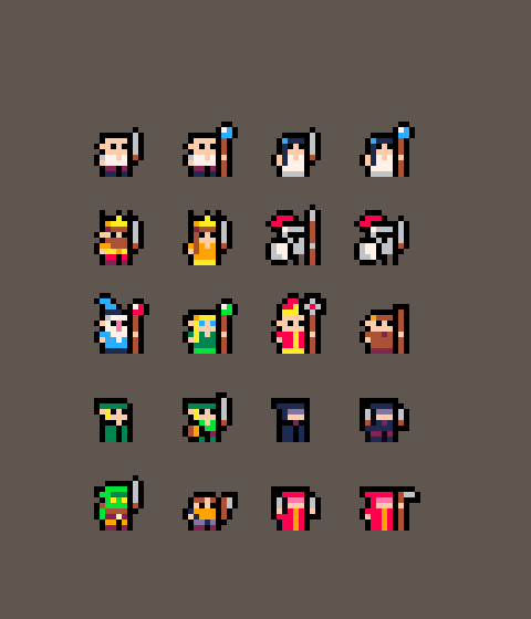 Jsoull Sprites Smawl Folks - Fantasy Sprites - Palette A by Adam Childs