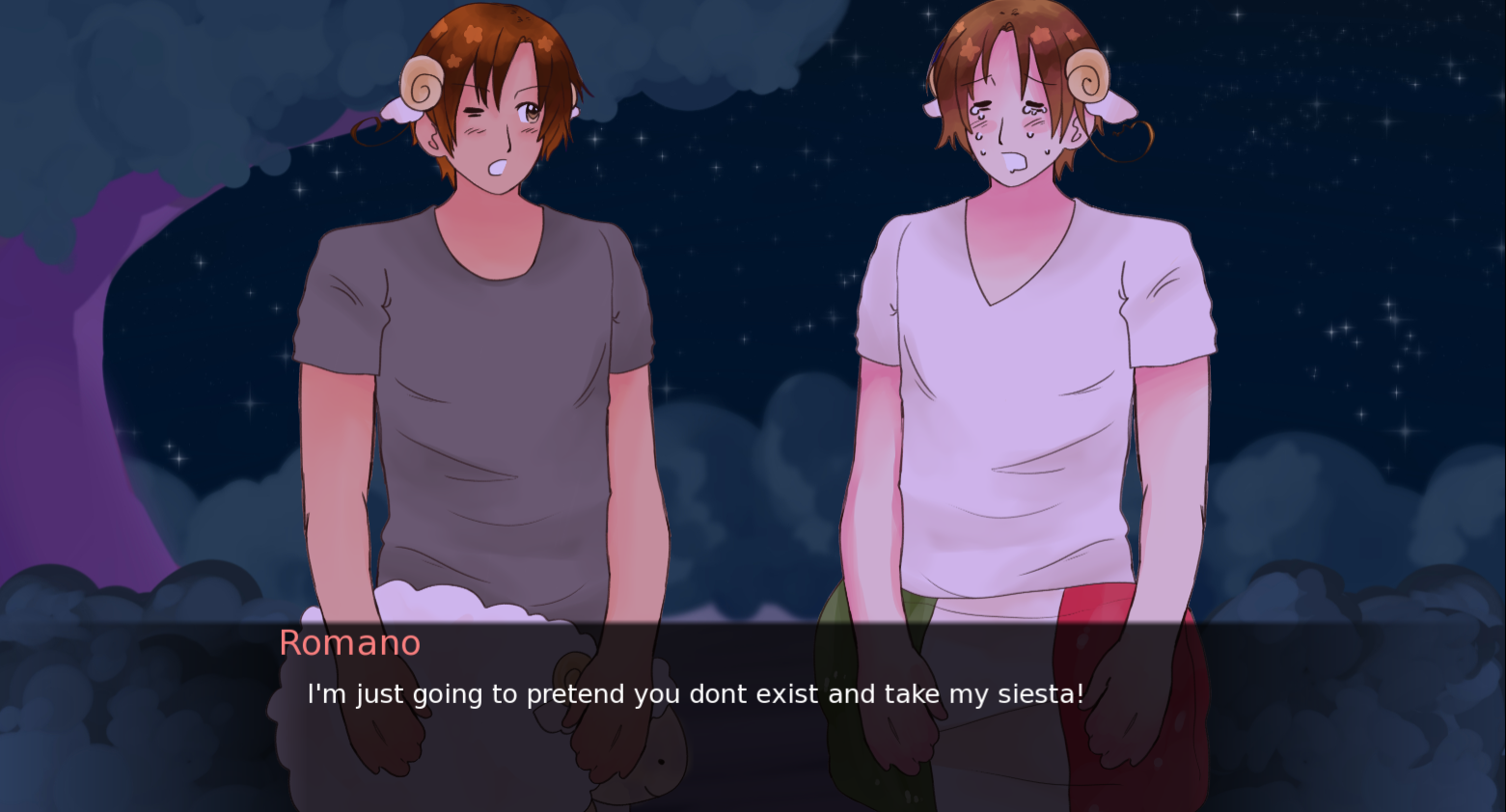 Screenshot 2 for Italy and Romano Hetalia Oyasumi Collab | VisNovel Edition