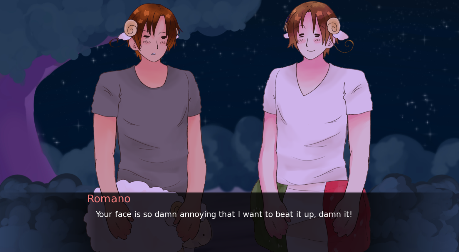 Screenshot 4 for Italy and Romano Hetalia Oyasumi Collab | VisNovel Edition