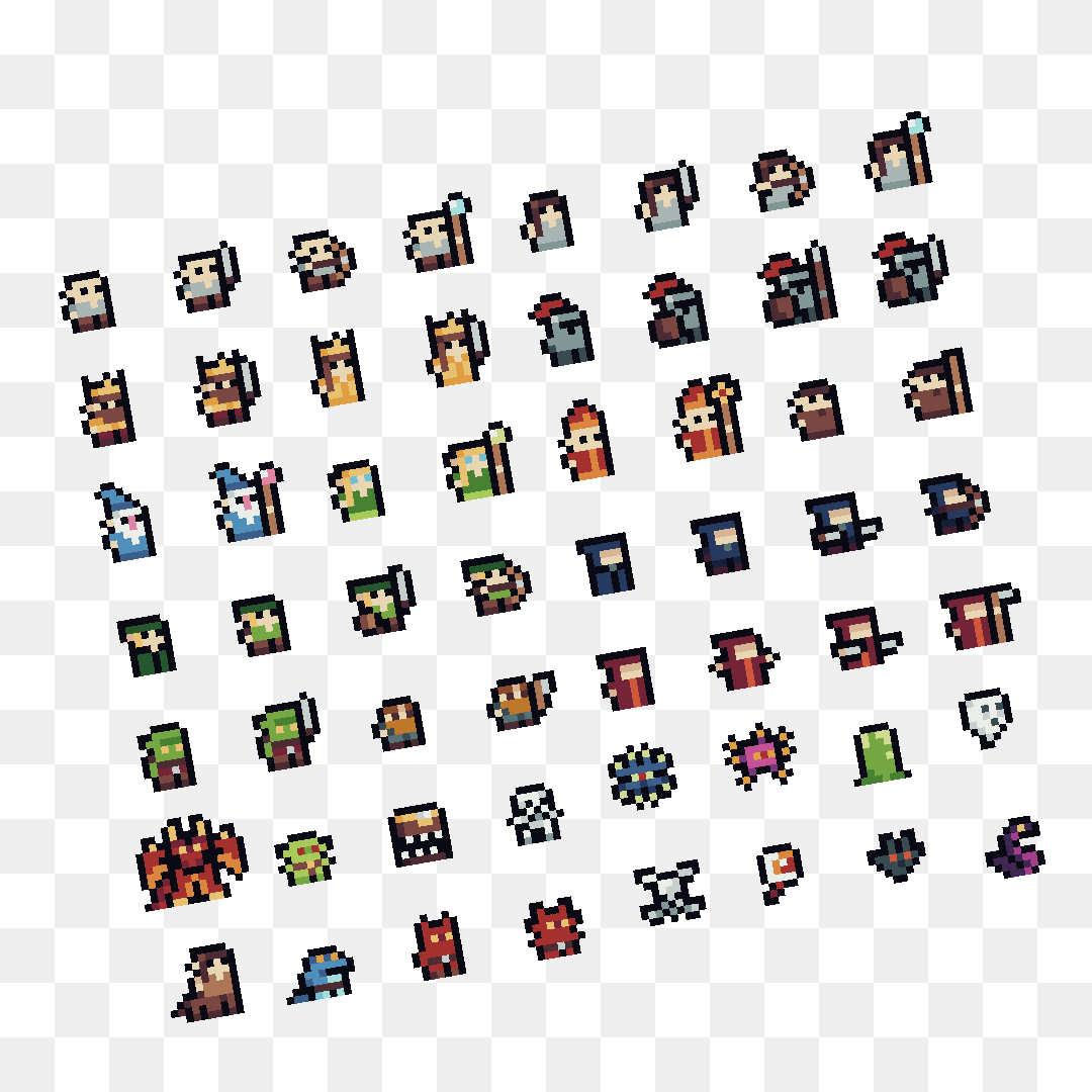 Jsoull Sprites Smawl Folks - Fantasy Sprites - Palette B by Adam Childs