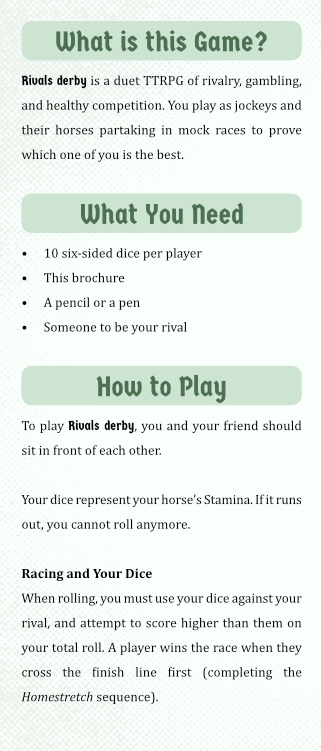 Screenshot 2 for Rivals Derby - A small brochure-sized horse racing TTRPG