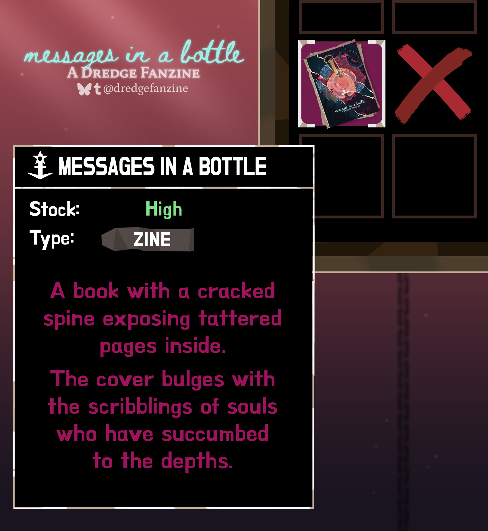 Screenshot 2 for Messages in a Bottle: A Dredge Fanzine