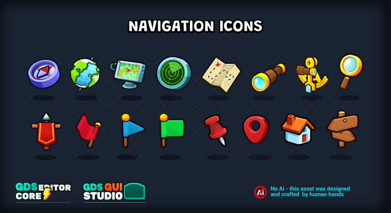 Navigation themed Game interface icons by Robert Brooks ...