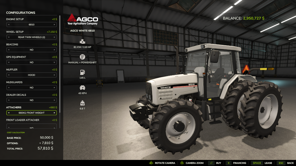 Screenshot 3 for FS25 AGCO White 65-6810 2wd 4wd Pack Updated to V1.1.0.0