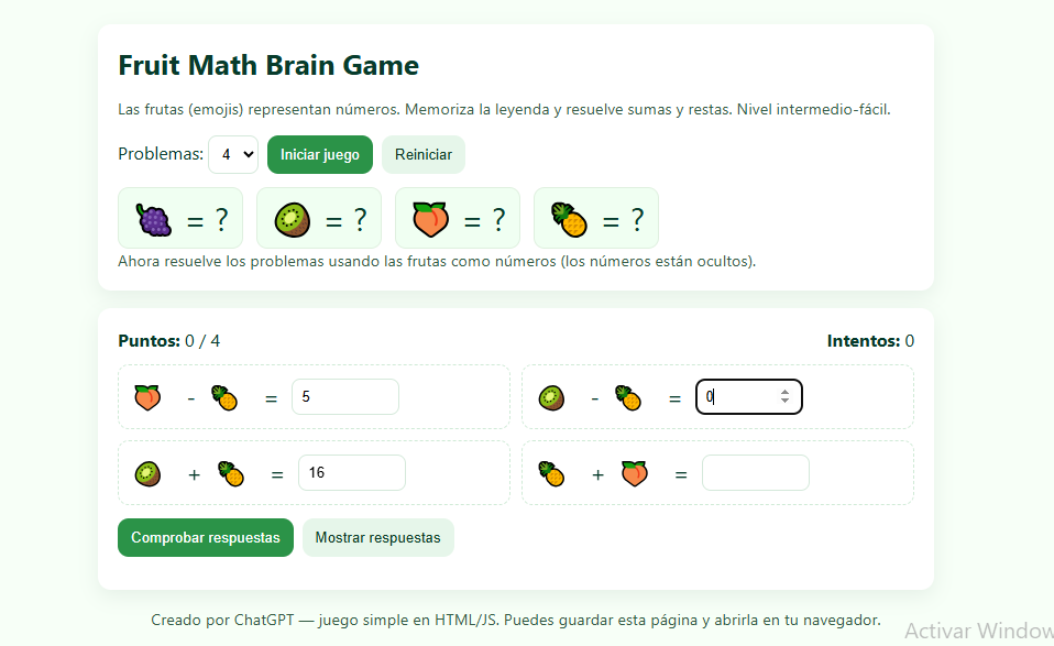 Fruuit Math Fruit Math Brain Game by ChatGPter & Isacc Store