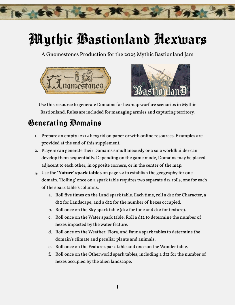 Screenshot 2 for Hexwars with Mythic Bastionland