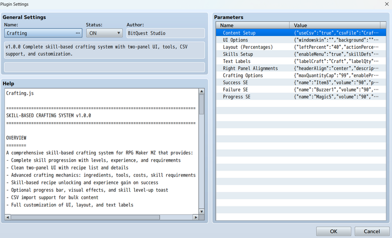 Skill-Based Crafting for RPG Maker MZ by BitQuest Studio