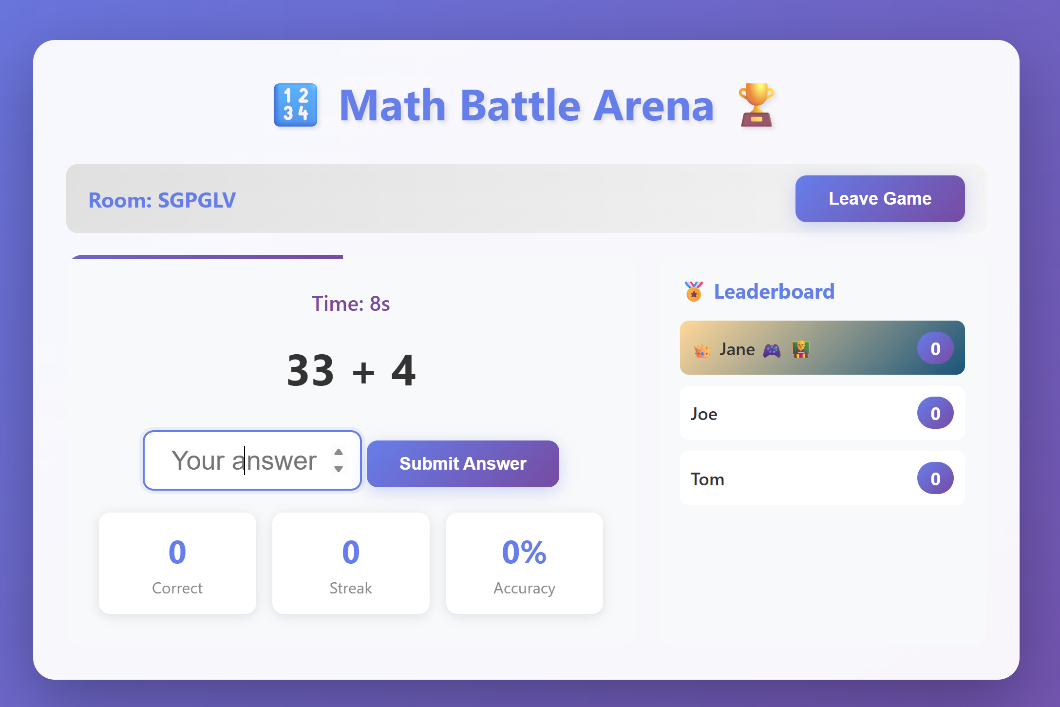 🔢 Math Battle Arena 🏆 by MauroDot