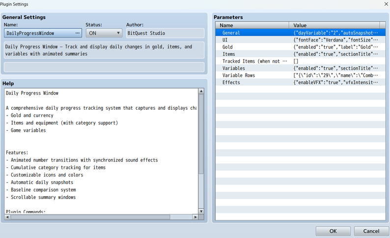 Daily Progress Window for RPG Maker MZ by BitQuest Studio