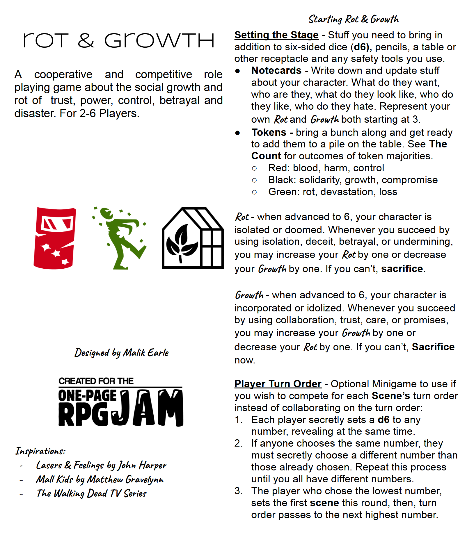 Screenshot 2 for Rot & Growth -- a one-pageish rpg