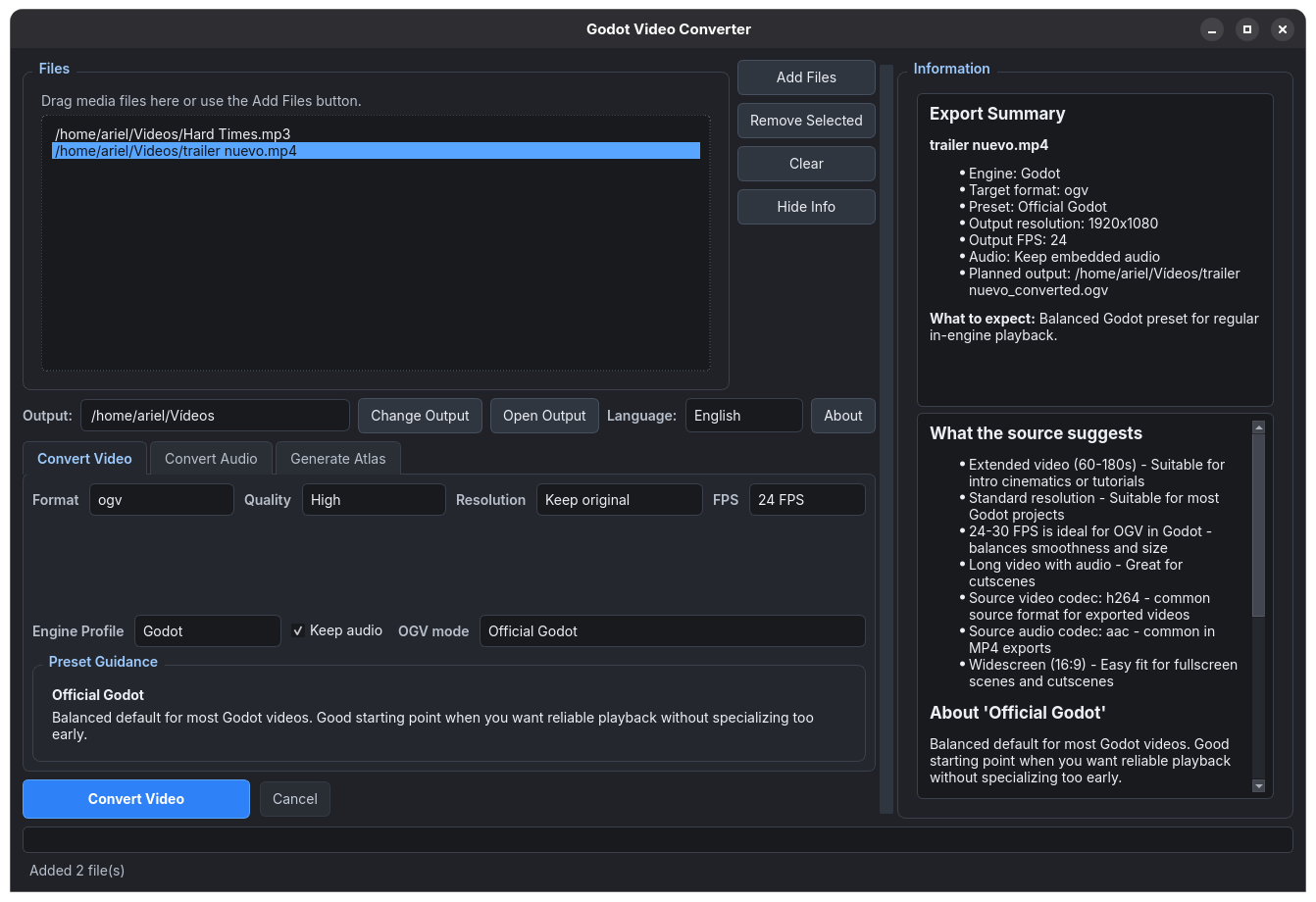 Screenshot 2 for Godot Video Converter