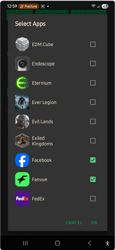 All Apps Selection Dialog