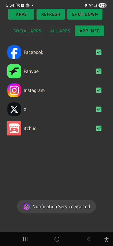 Social Apps Selection