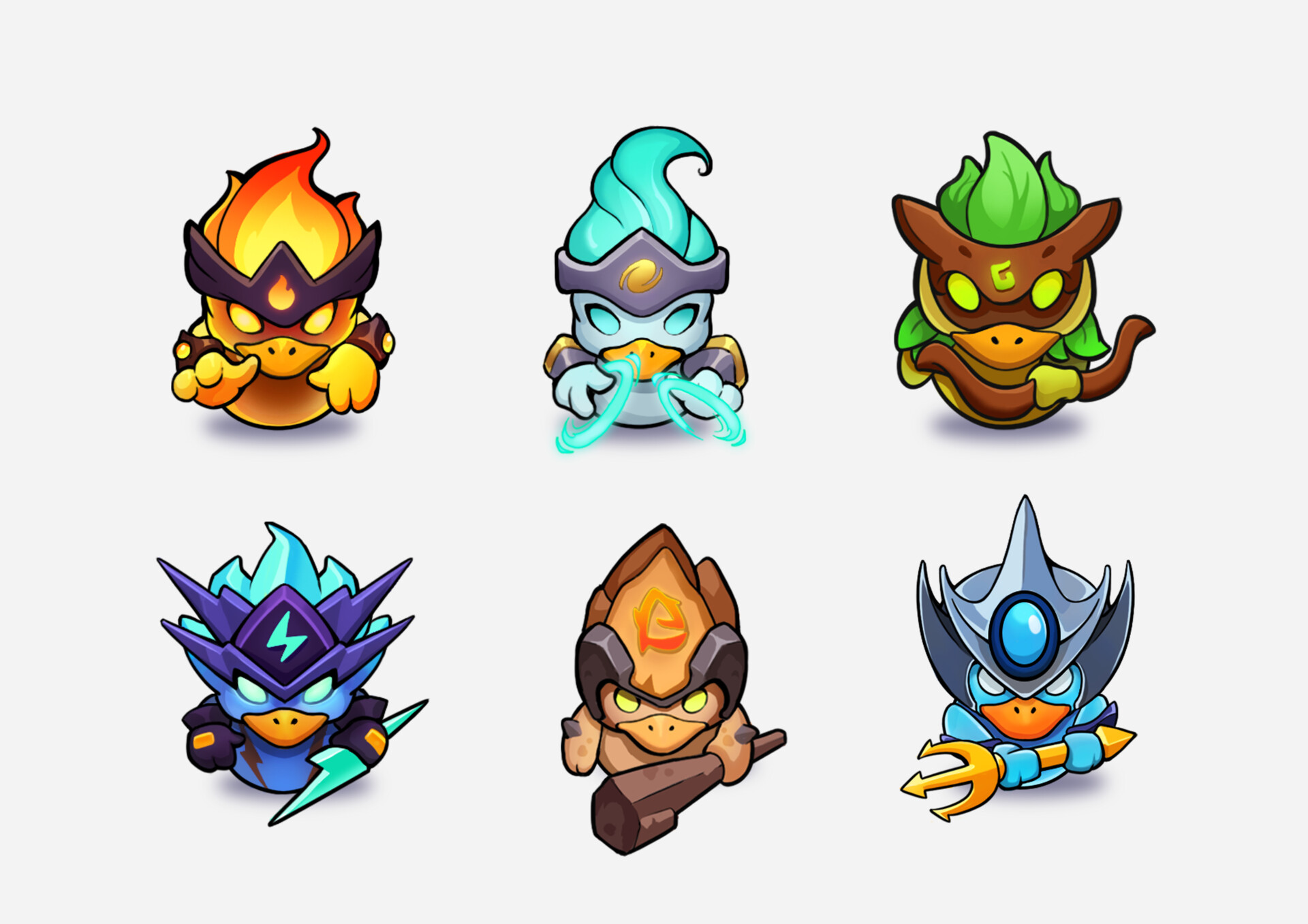 Six elemental duck heroes