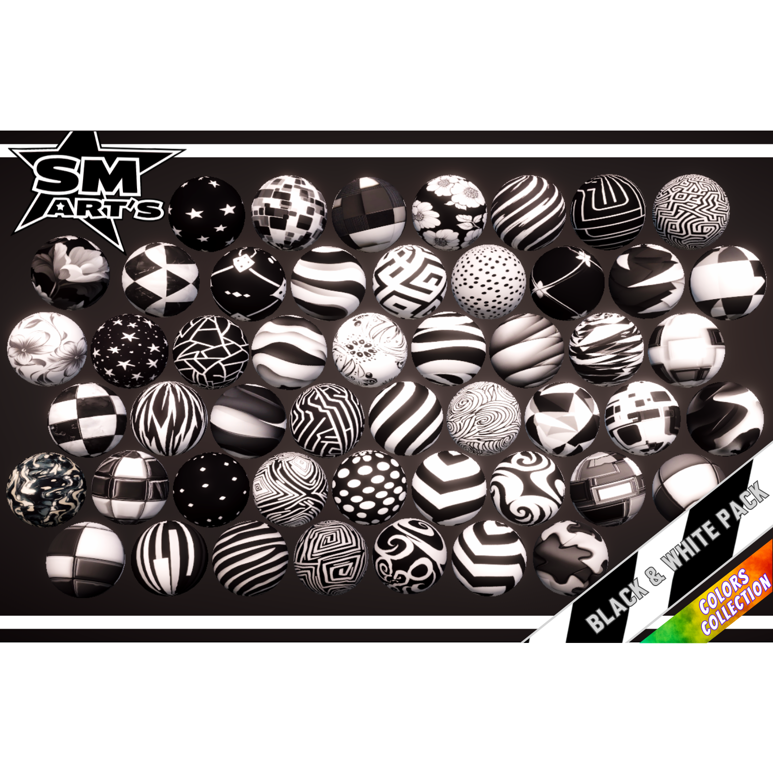 Black And White Texture Pack - 50 High-Quality Stylized Materials by SM ...