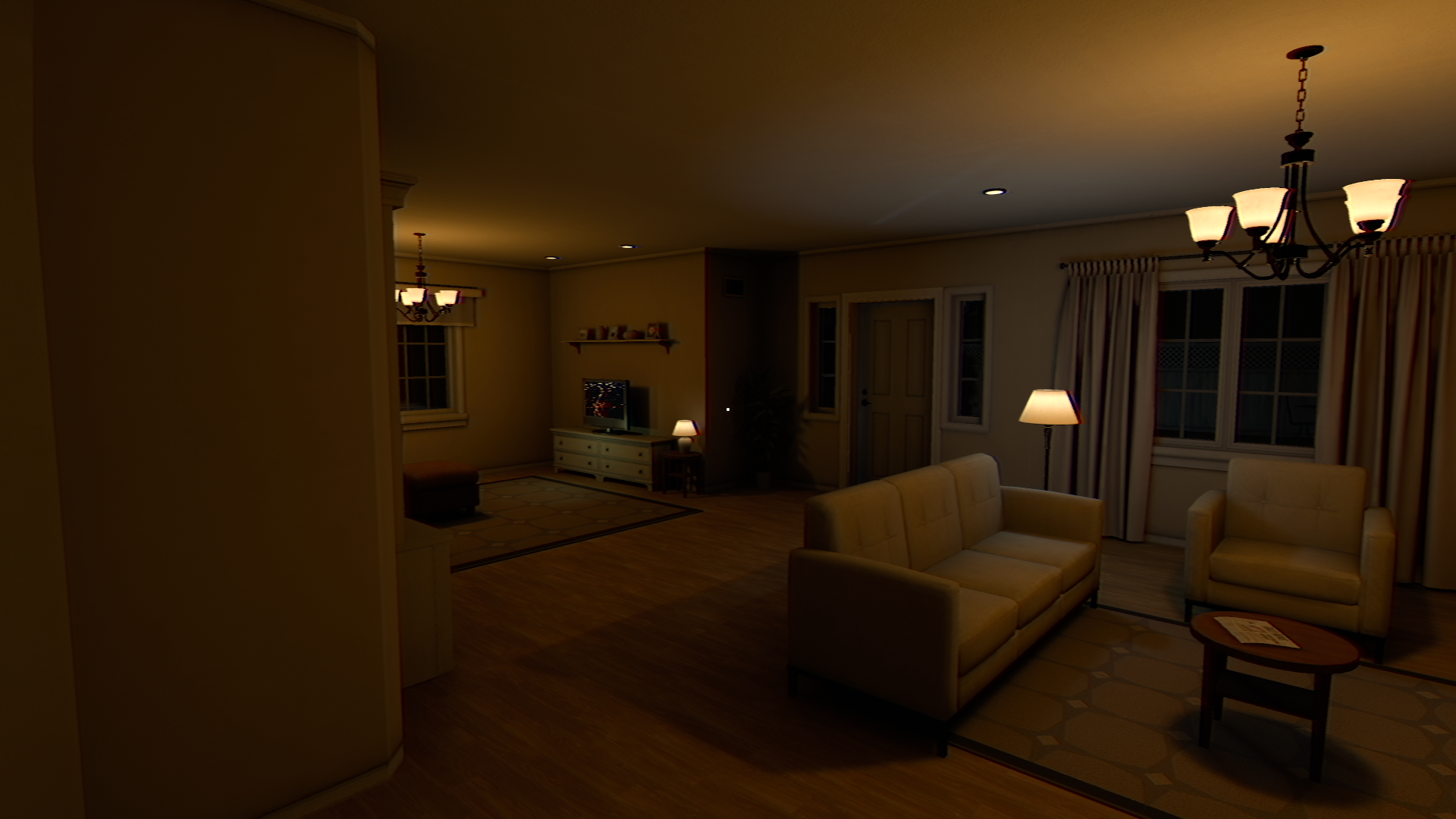 Peeking through the window while trick-or-treaters line up