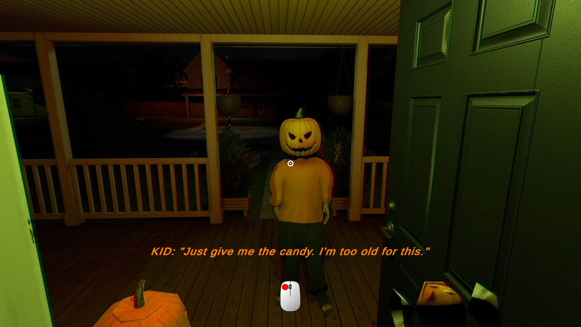 Exploring the upstairs hallway under VHS static