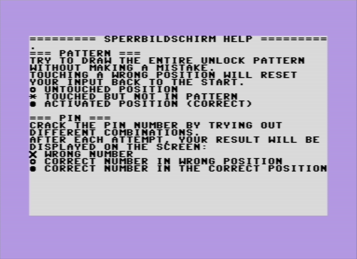 Screenshot 6 for Sperrbildschirm (Commodore PET, C64, C128, Plus4)