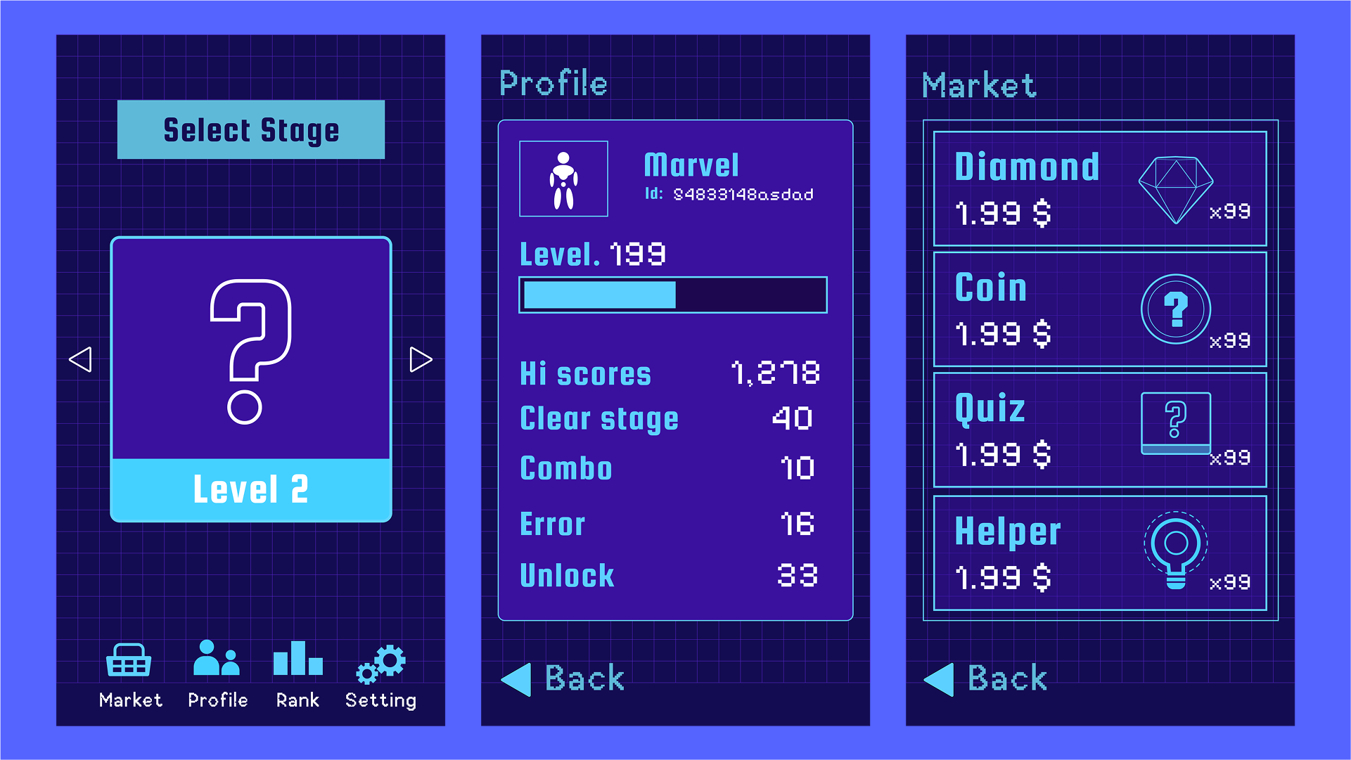 Retro Quiz Game UI Pack – Casual Style by MidknightMarket