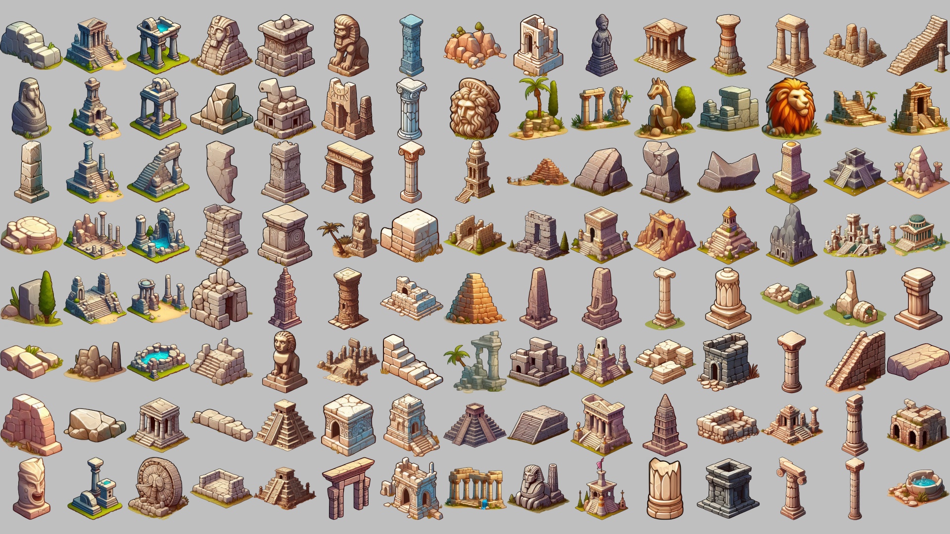 Pack 63 - Ancient Ruins - 1000+ Sprites by FortressSide
