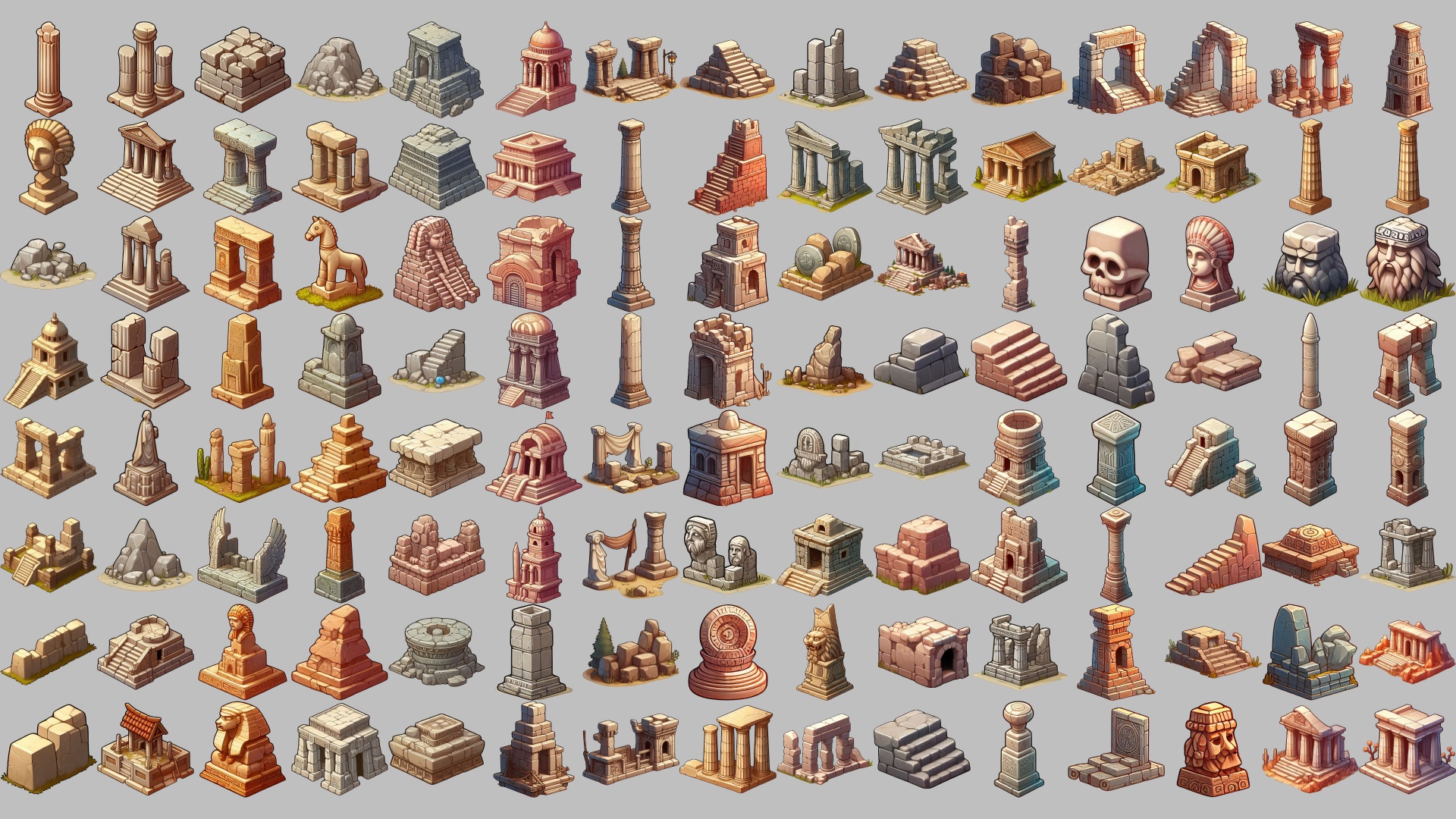Pack 63 - Ancient Ruins - 1000+ Sprites by FortressSide