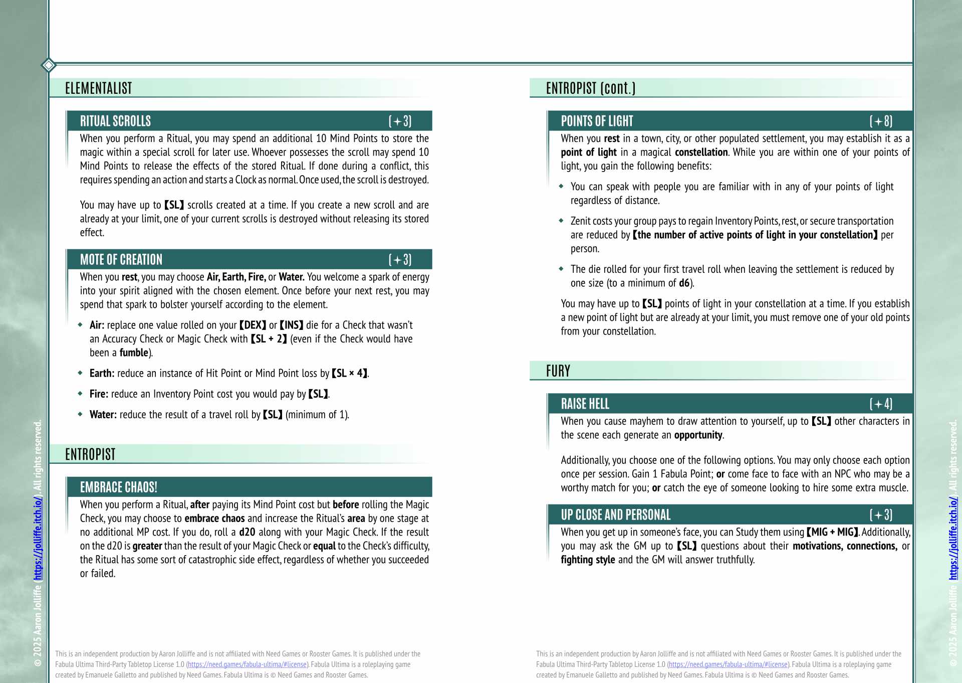 Screenshot 3 for Noncombat Skills for Fabula Ultima