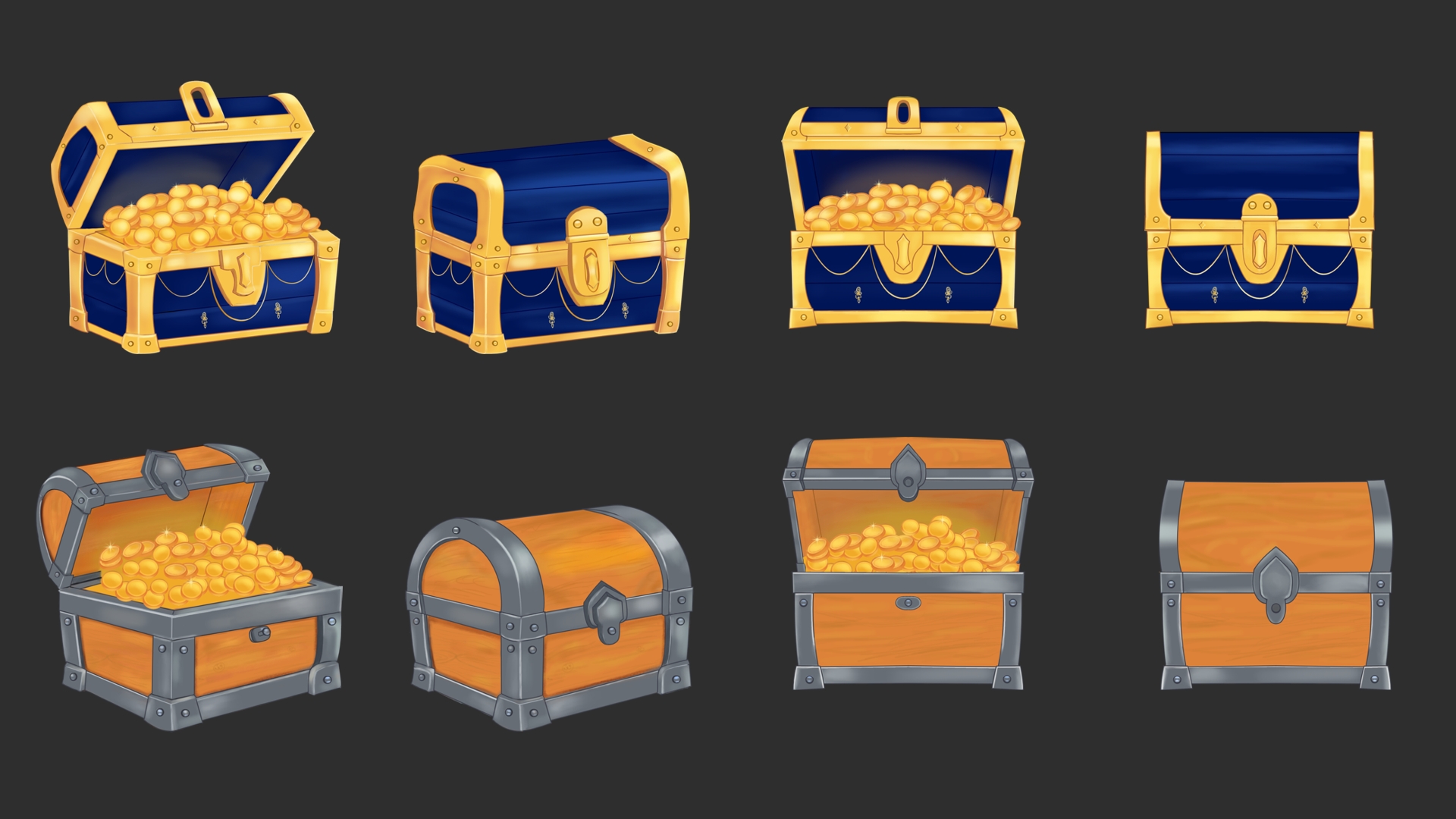 Treasure Chest Pack - Royal Blue & Wooden Styles by Viyan Games