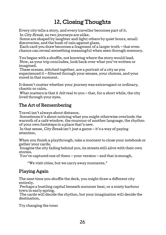 Screenshot 7 for City Break A solo storytelling game of travel, chance, and memory.