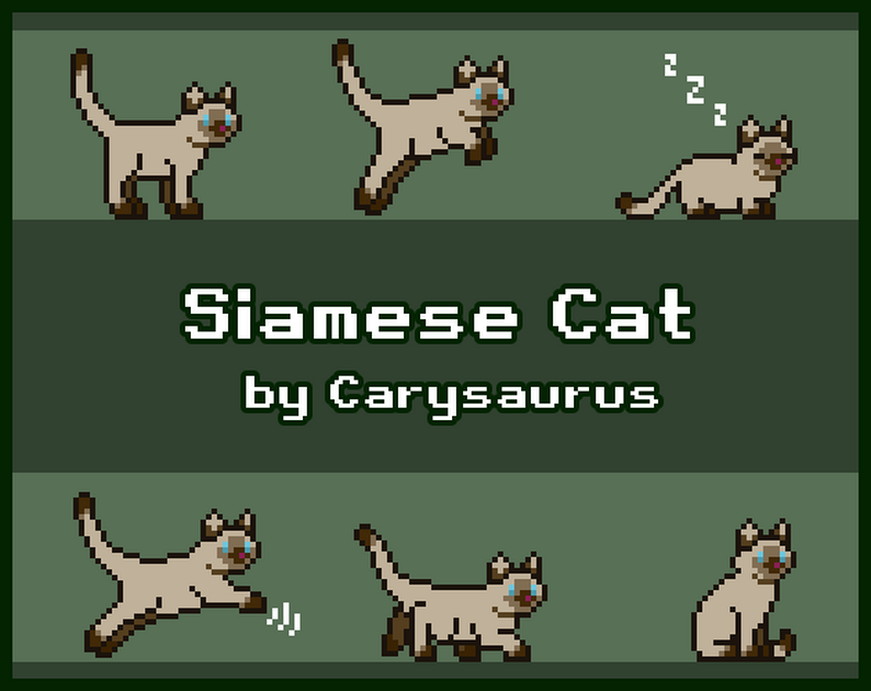Siamese Cat Sprites with Animations by carysaurus