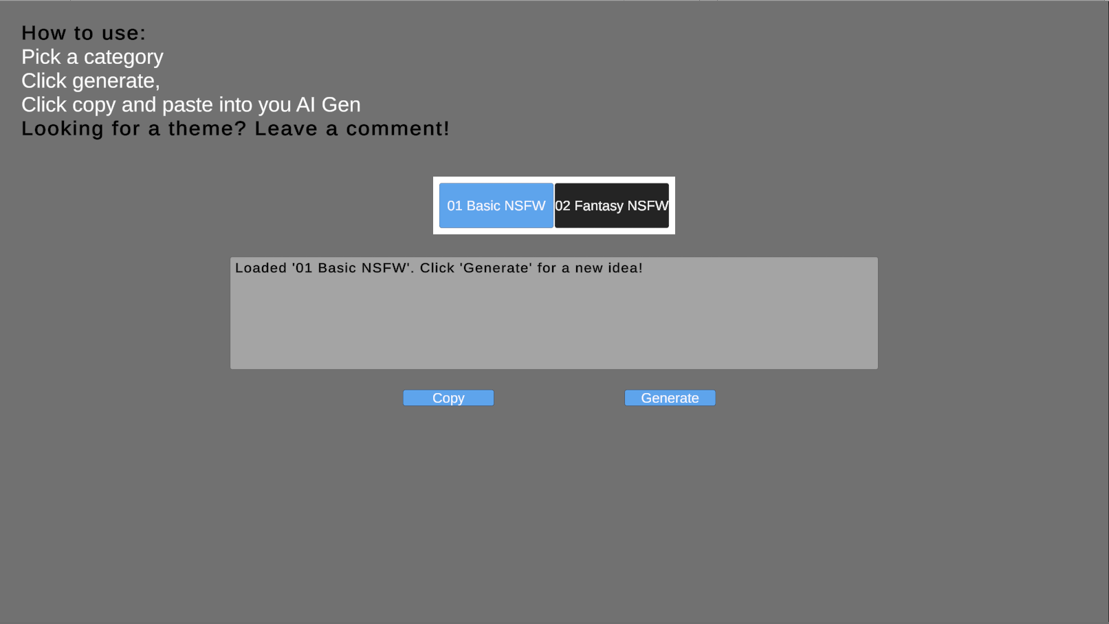 Screenshot 2 for AI NSFW Prompt Generator