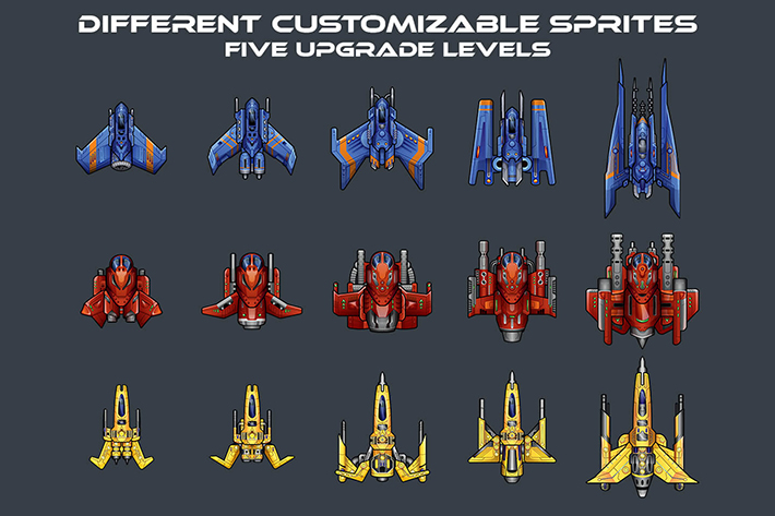 Space Shooter 2D Game Kit by Free Game Assets (GUI, Sprite, Tilesets)