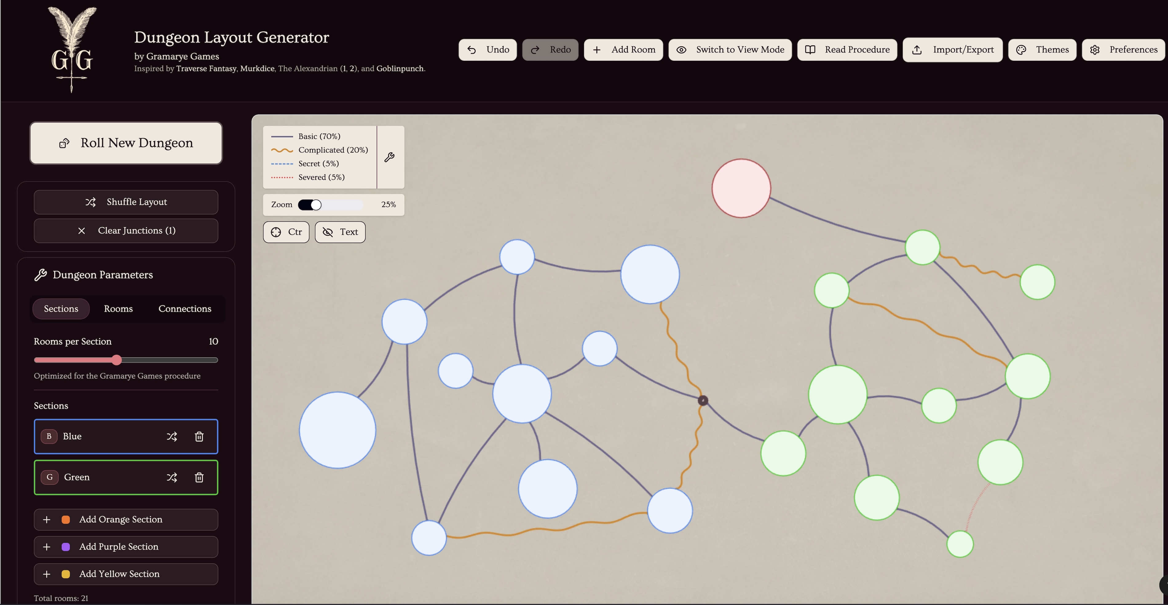 Screenshot 4 for Gramarye Dungeon Layout Generator