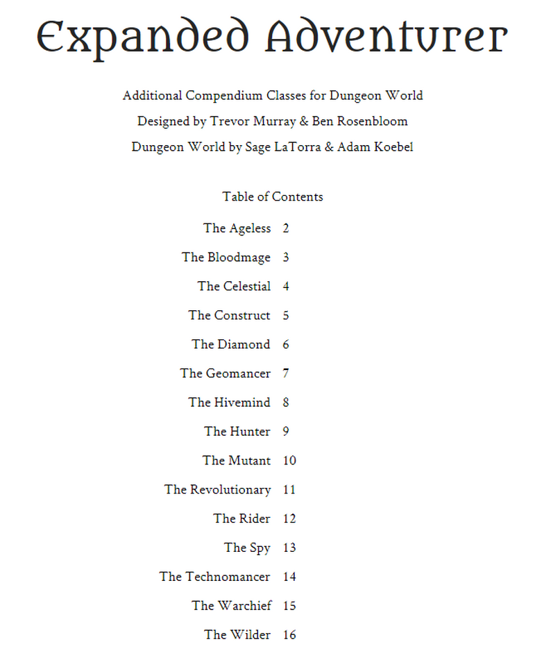 compendium classes dungeon world