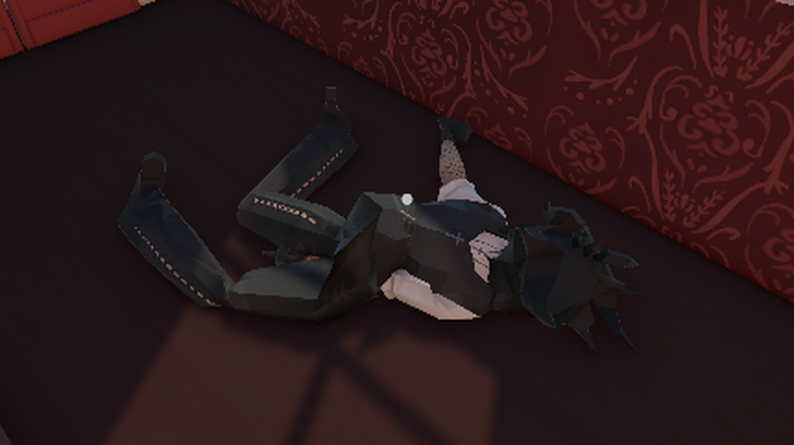 The Goth Banker ragdolling on the floor