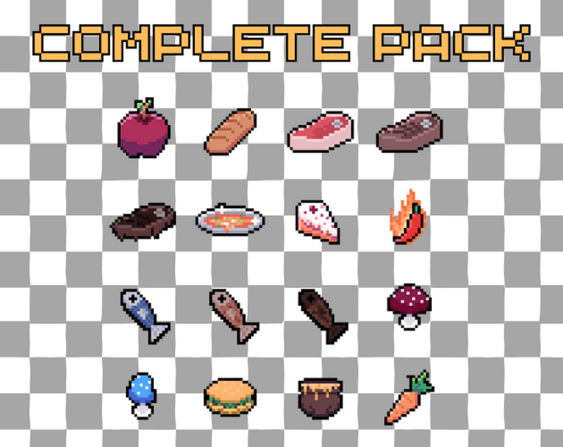 Pixel Food Stack Pixel Food Pack – Free Edition (6 Items) & Pixel Food Pack – Complete ...