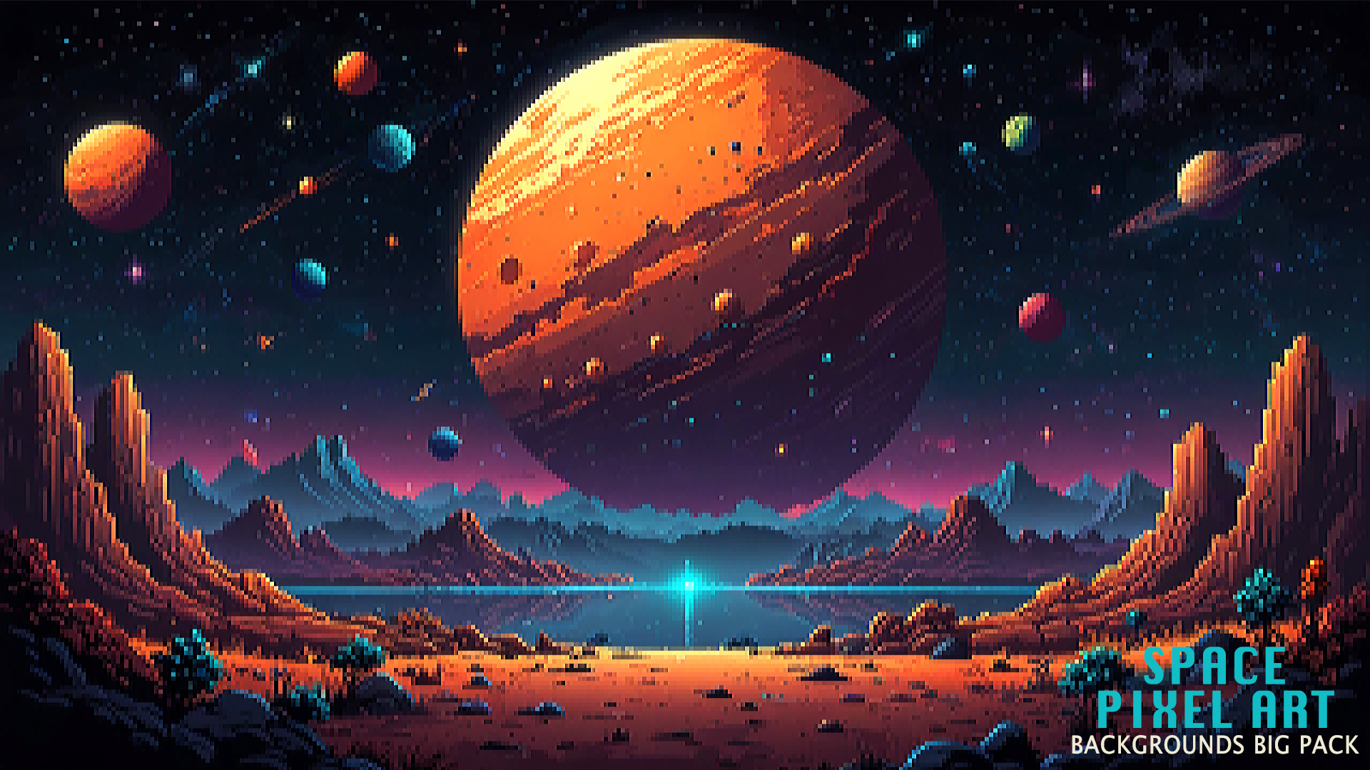 150+ SPACE PIXEL ART BACKGROUNDS by PIXELHUNT