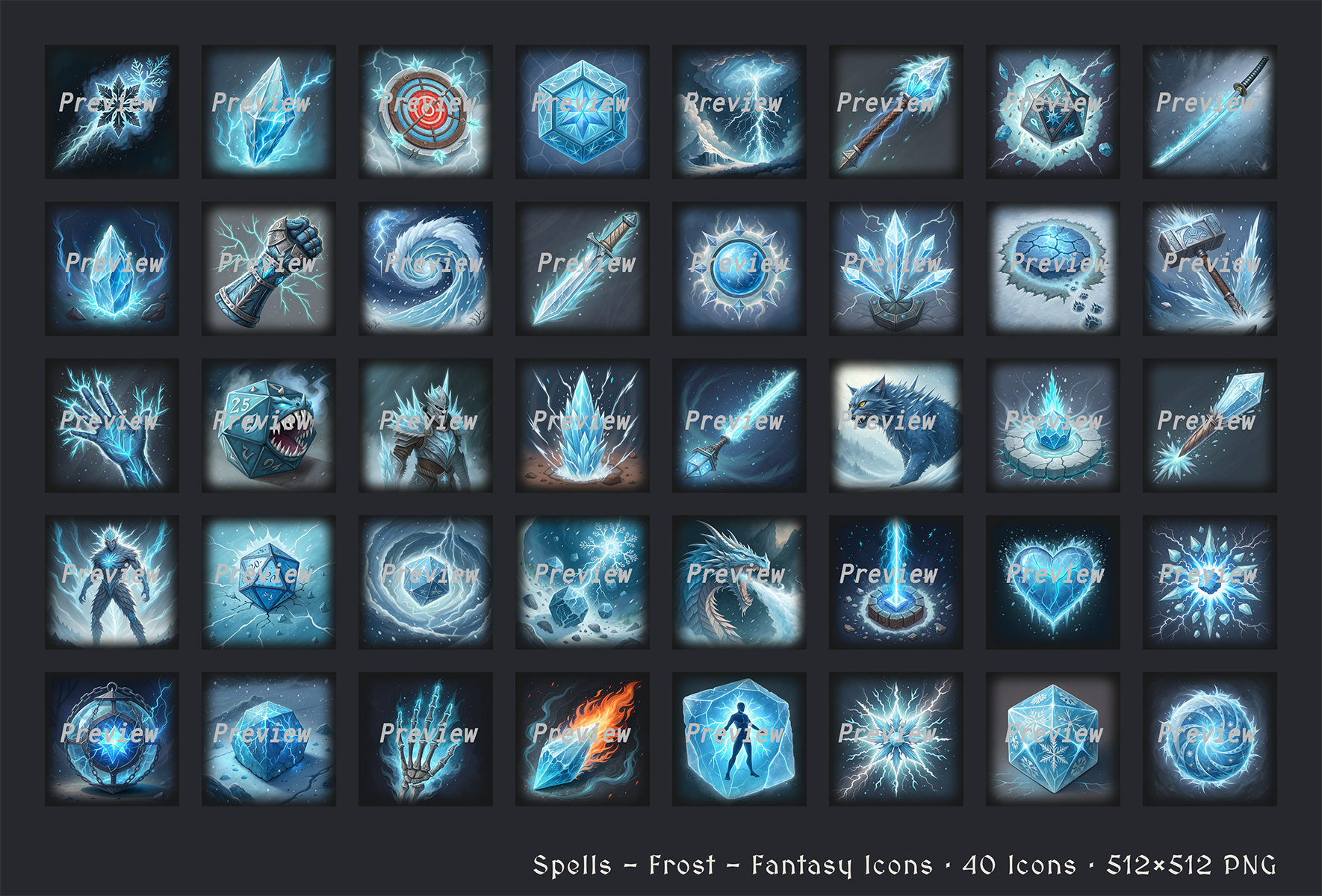 ️ Released: 40 Ice & Frost Spells in 3 Variations! 120 PNGs - 40 Spell ...