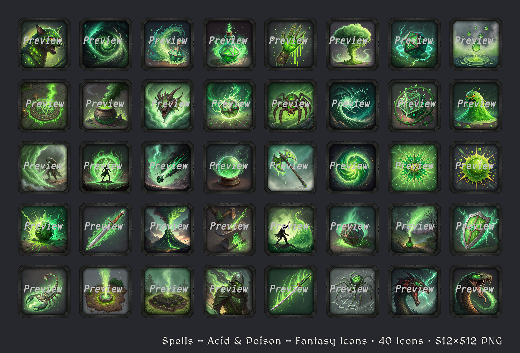 ๐ Released: 40 Toxic Spells in 3 Variations (Acid & Poison) - 40 Spell ...